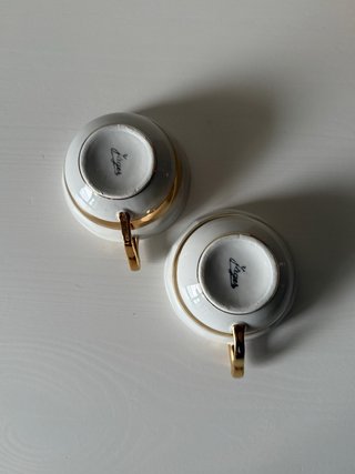 Pareja Tazas Café Jäger Filo Dorado