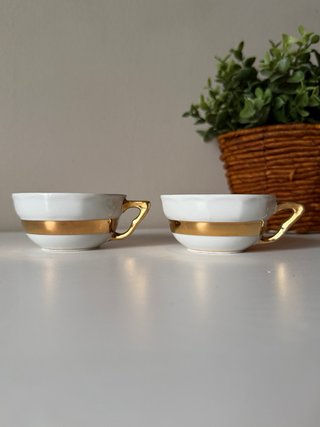 Pareja Tazas Café Jäger Filo Dorado