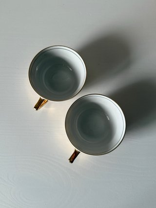Pareja Tazas Café Jäger Filo Dorado