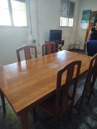 Conjunto Mueble Comedor Madera y mesa con sillas