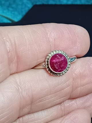 Anillo Plata Ley rubí facetado