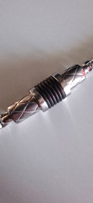 Bracciale Uomo Acciaio e Gomma Nera 21cm