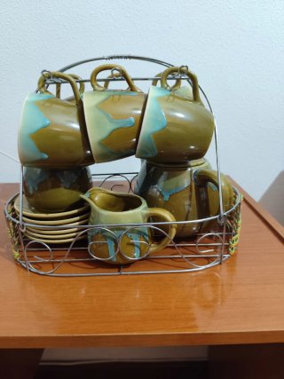 Juego 6 tazas café con soporte
