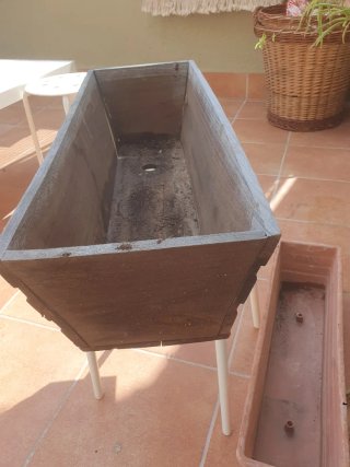 Jardinera Rectangular Madera y Terracota