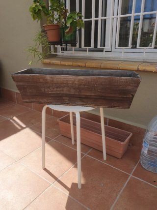 Jardinera Rectangular Madera y Terracota