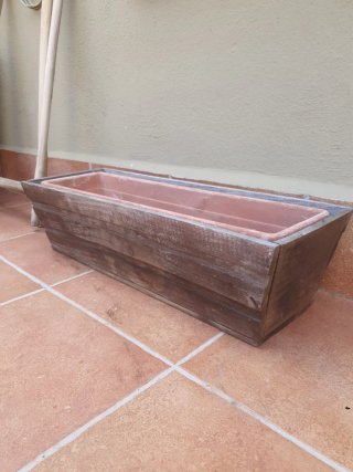 Jardinera Rectangular Madera y Terracota