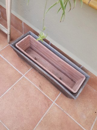 Jardinera Rectangular Madera y Terracota
