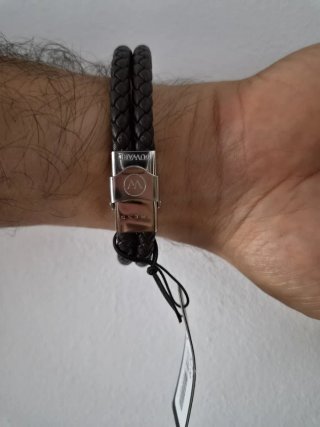 Pulsera Piel Trenzada con Cruz Plata