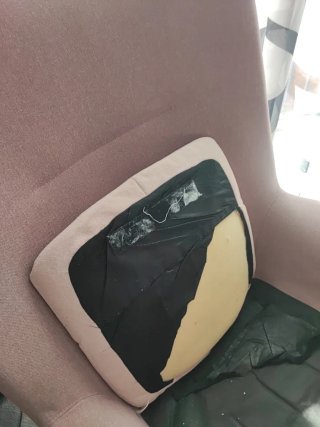 Butaca Ikea Beige/Rosa Tela y Madera