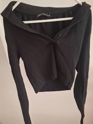 Top Polo Zara Negro Talla S