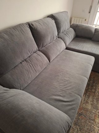 Sofá Chaise Longue Gris Cama + Arcón