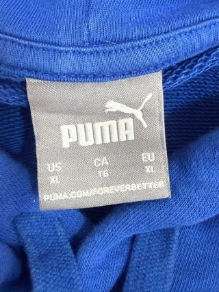 Puma Felpa Uomo XL Cotone Blu Cappuccio Maxi Logo