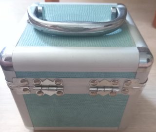 Joyero plateado y turquesa con cajón