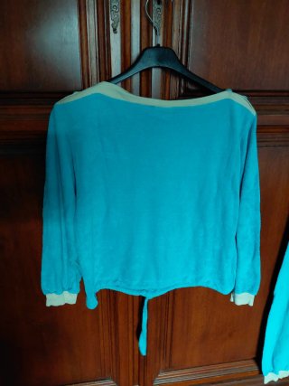Completo Pigiama Spugna Blu e Beige
