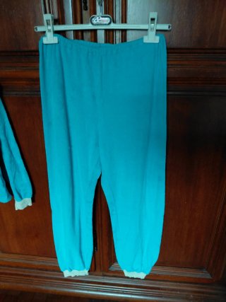 Completo Pigiama Spugna Blu e Beige