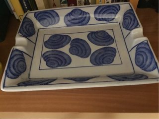 Cenicero Cerámica Azul Conchas