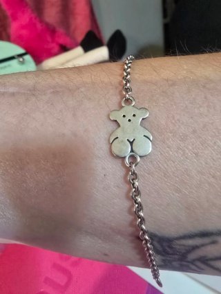 Pulsera Tous Oso y Placa Plata