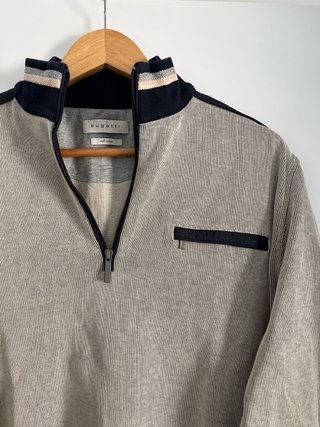 Bugatti Jersey Cremallera Beige/Gris Talla L