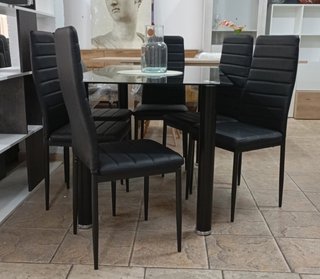 Mesa Comedor Cómoda + 6 Sillas Negras. EN OFERTA!