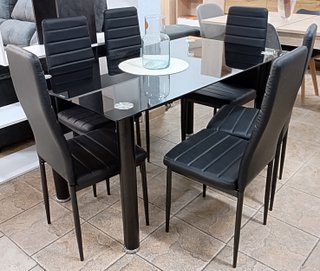 Mesa Comedor Cómoda + 6 Sillas Negras. EN OFERTA!
