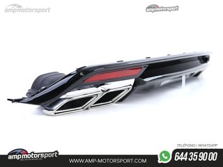 DIFUSOR TRASERO NEGRO BRILLO CON COLAS CROMADAS PARA MERCEDES CLASE S W222
