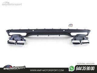 DIFUSOR TRASERO CON COLAS CROMADAS PARA MERCEDES CLASE C KOMBI/SEDAN W205 NEGRO MATE