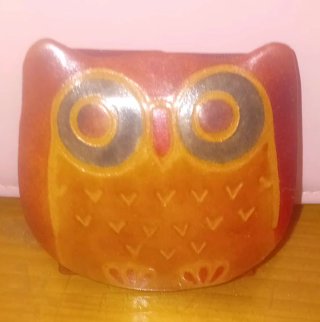 Monedero de piel con diseño de búho