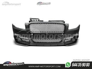 PARAGOLPES DELANTERO PARA AUDI A4 B7 LOOK RS4 NEGRO CON SRA