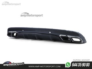 DIFUSOR TRASERO NEGRO MATE CON COLAS NEGRAS PARA MERCEDES CLASE C W205