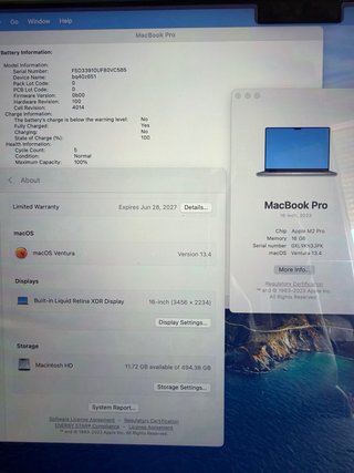 MacBook Pro 16" 2023 M2 Pro 16G Nuevo Applecare+