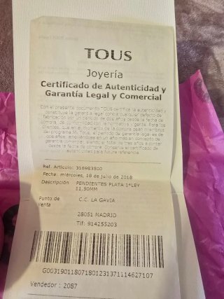 Pendientes Tous Plata 925 Oso