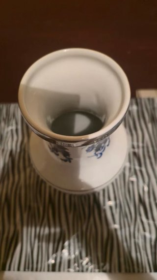 Jarrón Chino Dragón Azul y Blanco Porcelana