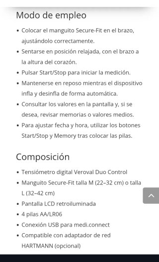Tensiómetro Veroval Duo