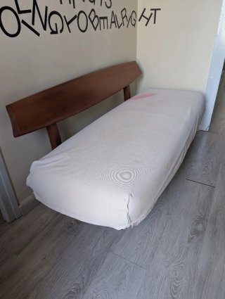 Banco decorativo tela y madera
