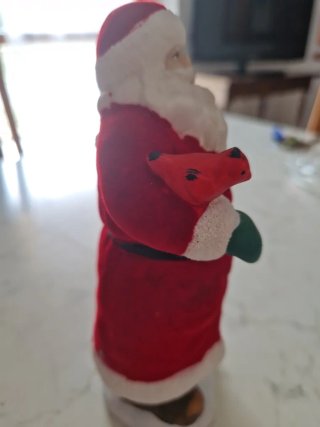 Statua Babbo Natale con uccellino e casetta