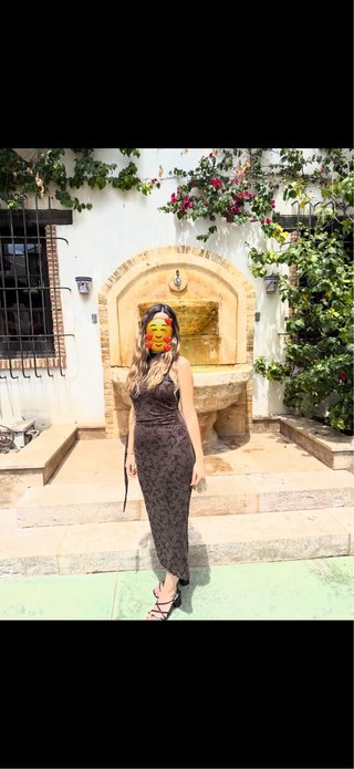 Vestido Mango Negro/Marrón
