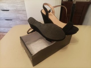 Sandalias cuña negras Seaside Talla 37