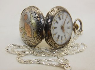Stupendo orologio signora argento e oro fine 1800