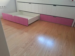 Cama nido de DM lacado, 90x190 con dos cajones