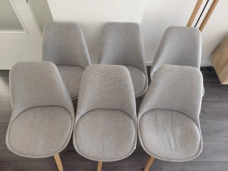 Conjunto 6 Sillas Comedor Tapizadas Gris