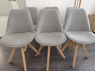 Conjunto 6 Sillas Comedor Tapizadas Gris
