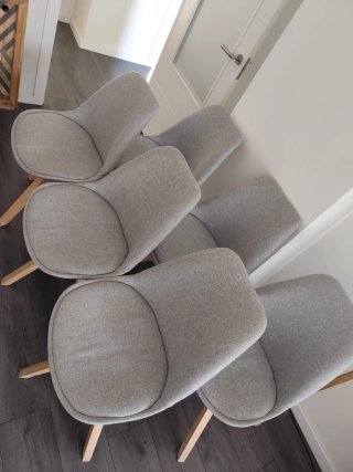 Conjunto 6 Sillas Comedor Tapizadas Gris