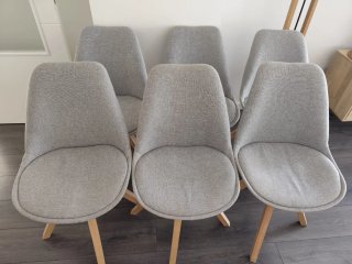 Conjunto 6 Sillas Comedor Tapizadas Gris