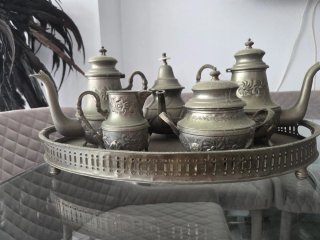 Antiguo juego té marroquí Fez plateado