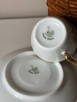 2 Tazas Café con Plato Santa Clara Rosas rosa
