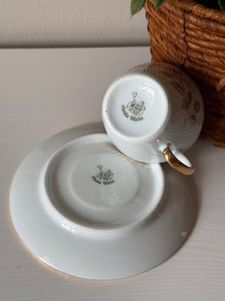 2 Tazas Café con Plato Santa Clara Rosas rosa