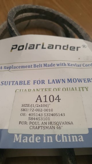 PolarLander A104 Correa Kevlar Cortacésped 1/2x106
