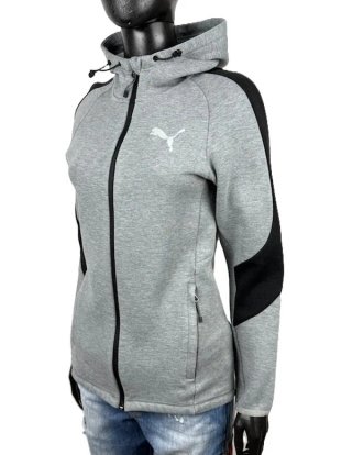 Felpa Puma Tecnica Donna Grigia Cappuccio Zip XS