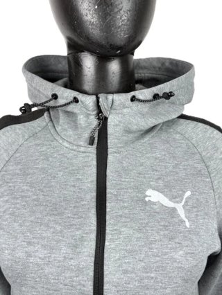Felpa Puma Tecnica Donna Grigia Cappuccio Zip XS