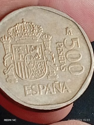 Lote de monedas: 500, 100, 50, 25, 5 y 1 peseta